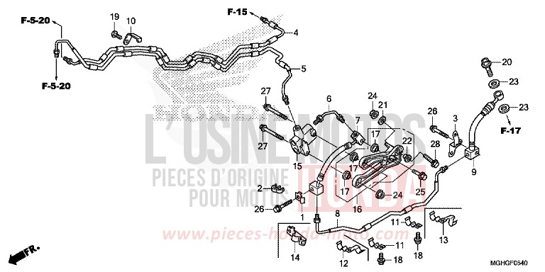 BRAKE HOSE for VFR1200X Dual Clutch CANDY PROMINENCE RED (R342B) from 2016